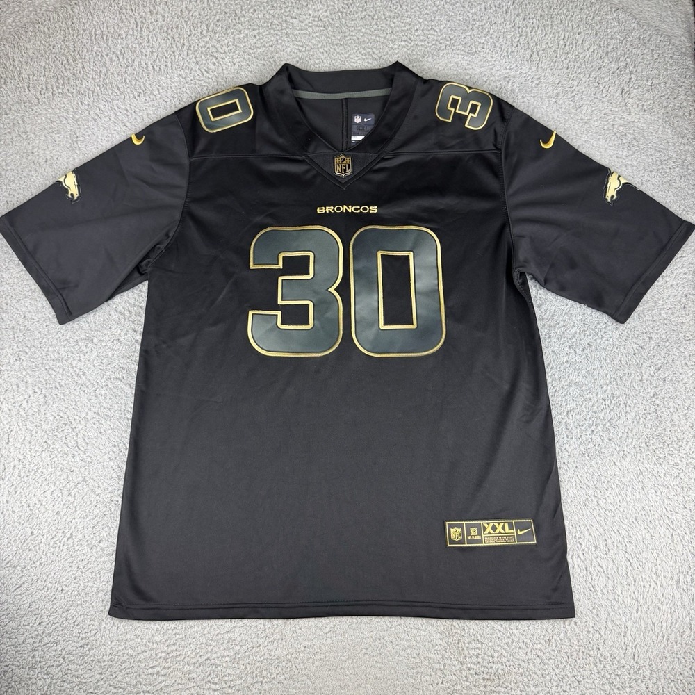 nike on field denver broncos philip lindsay black jersey Mens Size Xxl Number 30